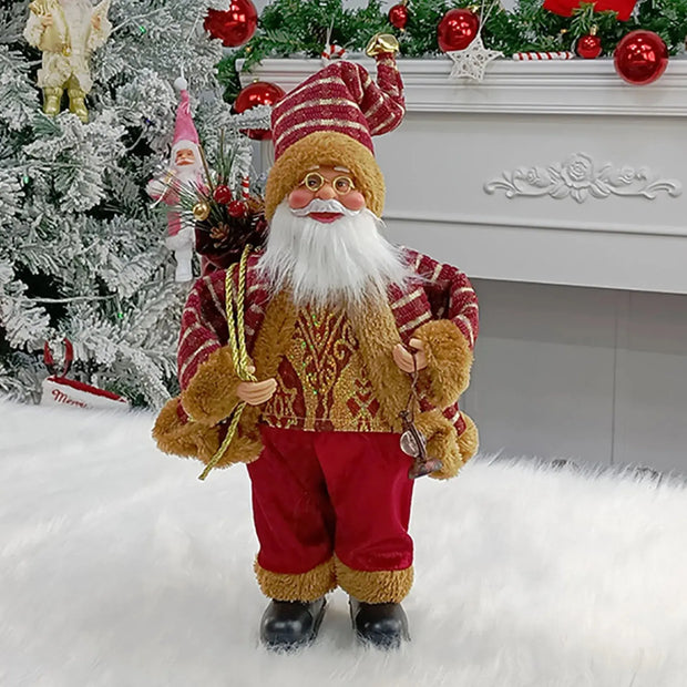 Christmas Sitting Standing Santa Claus Figurines Doll Cute 12inch Xmas Tree Party Ornament Table Office Fireplace Home Decor
