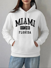 Miami Est 1825 Florida Printing Hoodie Women Winter Fleece Warm Pullovers Casual Loose Sweatshirts Basics Pocket Womans Clothes Brodster Market