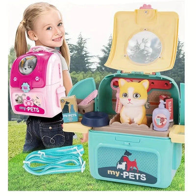 Pet Care Play Set Doctor Kit for Kids, Doctor Pretend Play Vet Dog Grooming Toys Puppy Dog Carrier Feeding Dog Backpack Brodster Market