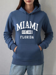 Miami Est 1825 Florida Printing Hoodie Women Winter Fleece Warm Pullovers Casual Loose Sweatshirts Basics Pocket Womans Clothes Brodster Market