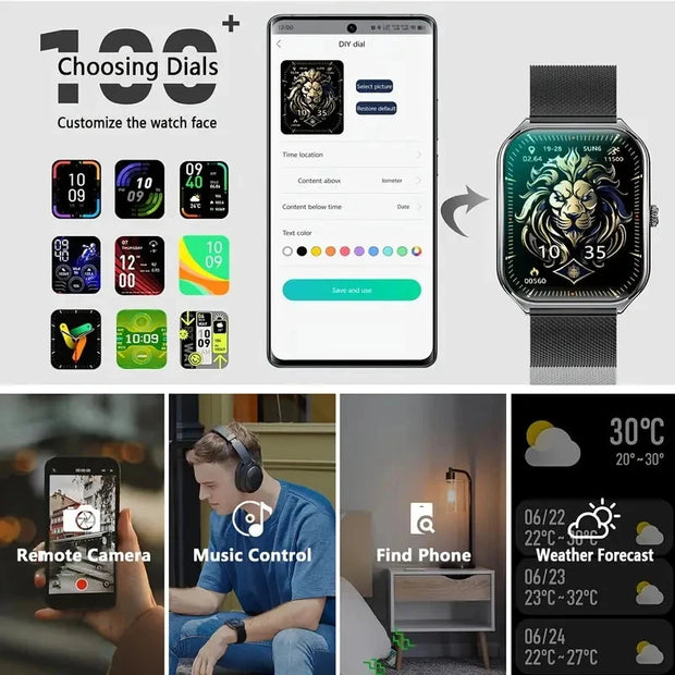 New Ultra Thin Smart Watch men 1.96" AMOLED 360*360 HD Pixel Display Always Show Time Call Reminder Smartwatch Ladies For huawei Brodster Market