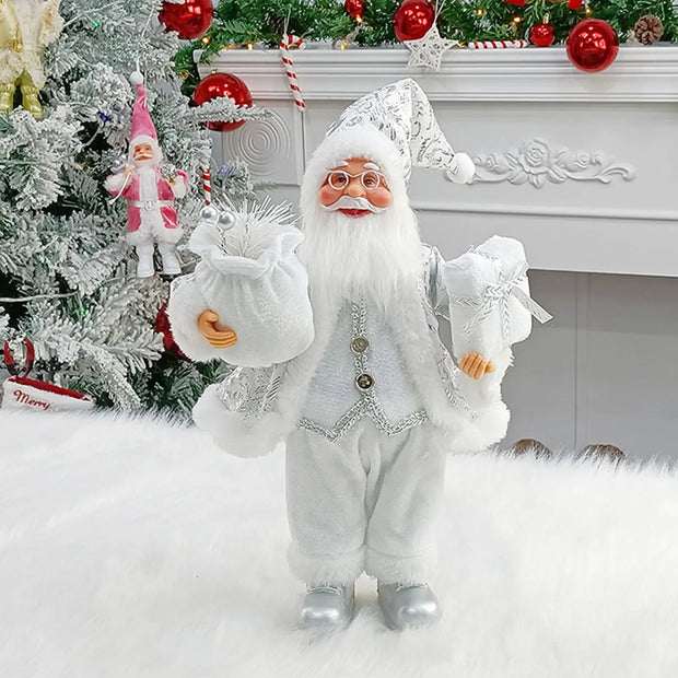 Christmas Sitting Standing Santa Claus Figurines Doll Cute 12inch Xmas Tree Party Ornament Table Office Fireplace Home Decor