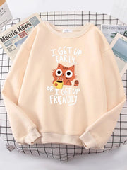 I Get Up Are Lazy Cute Cat Women Hoodies Harajuku Crewneck Hoodie Fashion Oversize Hoody Casual Comfortable Female Tracksuit Brodster Market