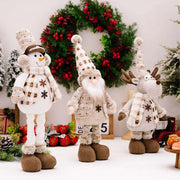 Christmas Decorations Adjustable Extendable Santa Snowman Reindeer Plush Dolls Indoor Home Tabletop Ornaments Toys Gifts