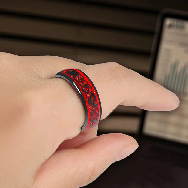 7MM  Skull Carbon Fiber Band Epoxy CUID Chip Ring or Fashion Dragon Pattern Metal Band T5577 Chip Ceramic Finger Ring Brodster Market