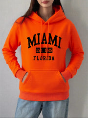 Miami Est 1825 Florida Printing Hoodie Women Winter Fleece Warm Pullovers Casual Loose Sweatshirts Basics Pocket Womans Clothes Brodster Market