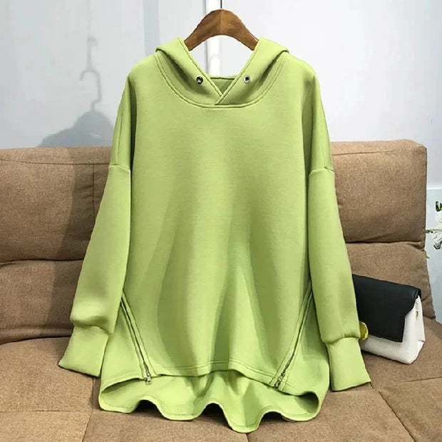 2023 Autumn New Style Women's Hooded Sweatshirt Loose Fit Plus Size Long Sleeve Zipper Up Thin Top Jacket Trendy Brodster Market