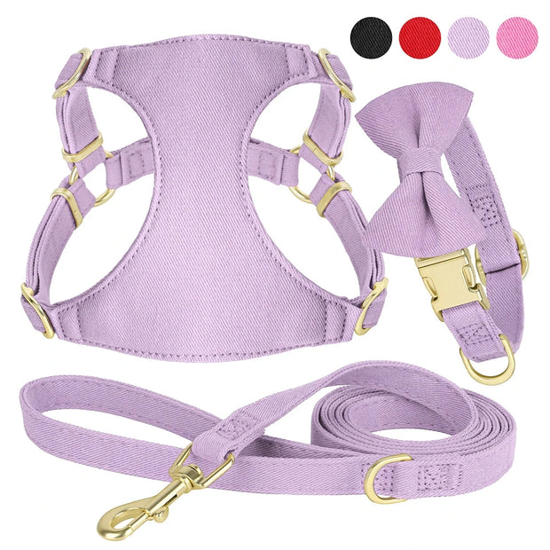Small Dog Collar Harness Leash Set Cute Dog Collars With Bowknot Adjustable Pet Harnesses Vest for Small Medium Dogs Chihuahua Brodster Market