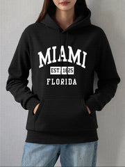 Miami Est 1825 Florida Printing Hoodie Women Winter Fleece Warm Pullovers Casual Loose Sweatshirts Basics Pocket Womans Clothes Brodster Market