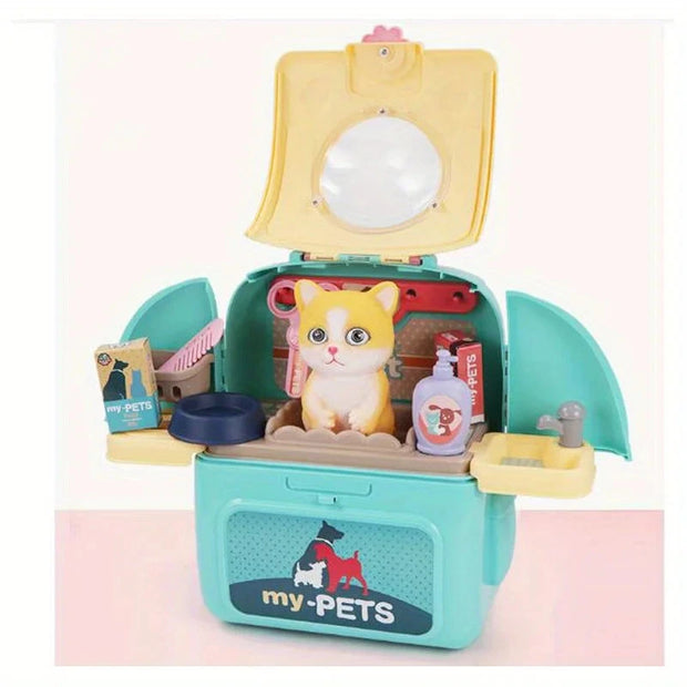 Pet Care Play Set Doctor Kit for Kids, Doctor Pretend Play Vet Dog Grooming Toys Puppy Dog Carrier Feeding Dog Backpack Brodster Market