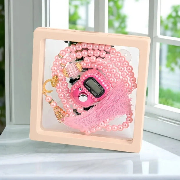 Muslim Prayer Beads Bracelet And Finger Counter Set Colour 99 Imitation Pearl Bracelets Resettable Finger Counter Ring Brodster Market