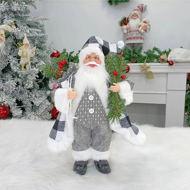 Christmas Sitting Standing Santa Claus Figurines Doll Cute 12inch Xmas Tree Party Ornament Table Office Fireplace Home Decor