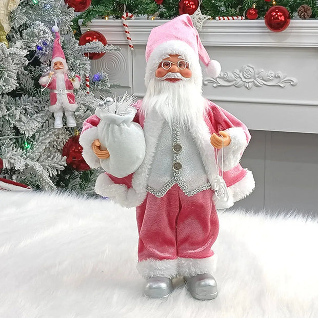 Christmas Sitting Standing Santa Claus Figurines Doll Cute 12inch Xmas Tree Party Ornament Table Office Fireplace Home Decor