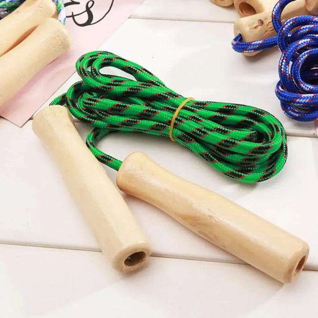 Kids Student Skipping Rope Wooden Handle Colorful Braiding Rope Men Women Skipping Rope Boys Girls Fitness Training Jump Ropes Brodster Market