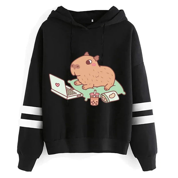 Kawaii Cartoon Capybara Hoodies Women/men Harajuku Fashion Graphic Streetwear Unisex Winter Warm Sweatshirts Hooded Female/male Brodster Market