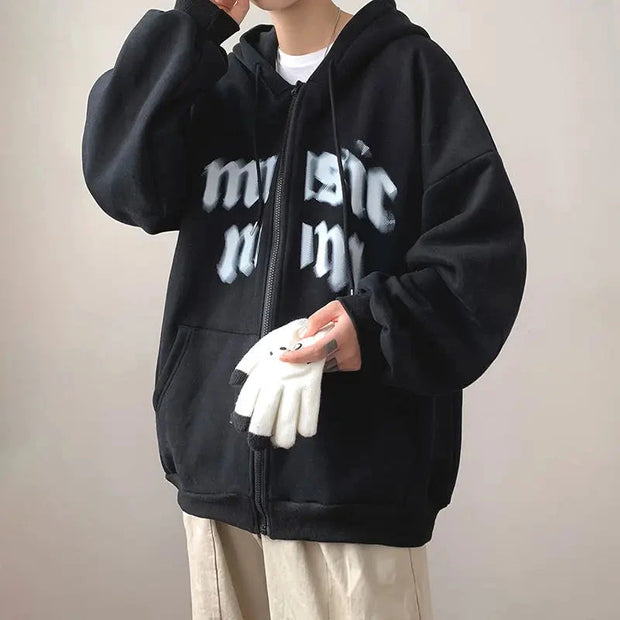 Y2K Rhinestone Cobweb Zip Up Oversized Sweatshirt 2022 Autumn Goth Hoodie Men Women Grunge Hooded Jacket Streetwear Y2K Clothing Brodster Market