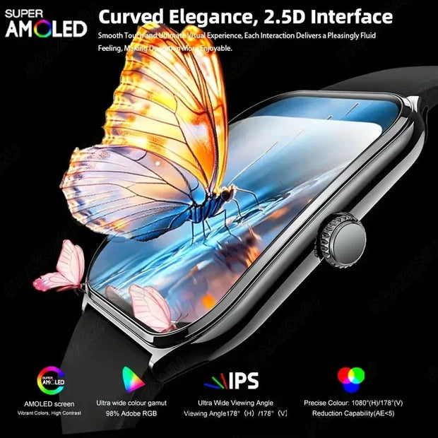 New Ultra Thin Smart Watch men 1.96" AMOLED 360*360 HD Pixel Display Always Show Time Call Reminder Smartwatch Ladies For huawei Brodster Market