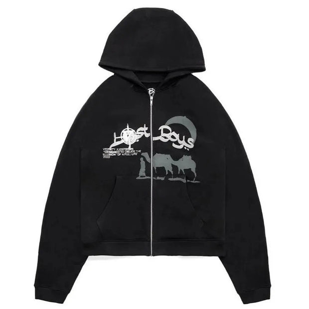 Y2K Rhinestone Cobweb Zip Up Oversized Sweatshirt 2022 Autumn Goth Hoodie Men Women Grunge Hooded Jacket Streetwear Y2K Clothing Brodster Market