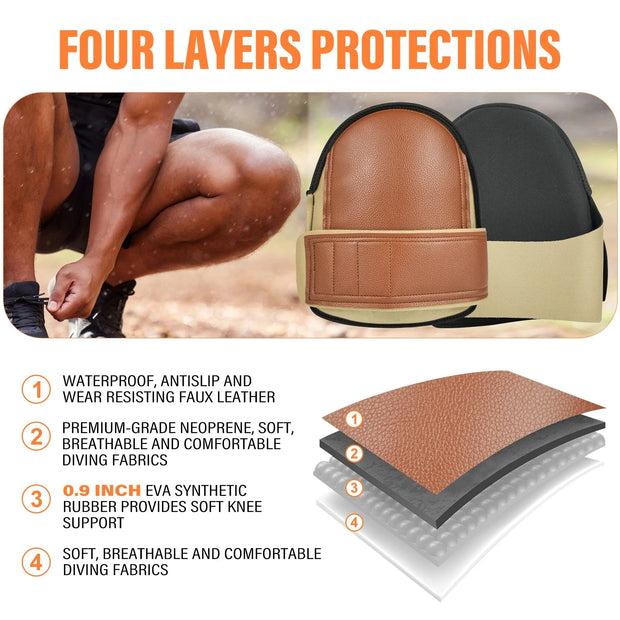SuperSoft Leatherhead Safety Kneepads for Working Knee Protector Garden Mason, Large Size, in Pairs Brodster Market
