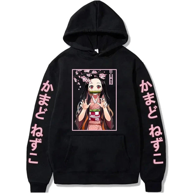 Autumn And Winter Popular Anime Kamado Nezuko Printed Hooded Hoodies For Women Coat Fashion Plus Size Clothing Brodster Market