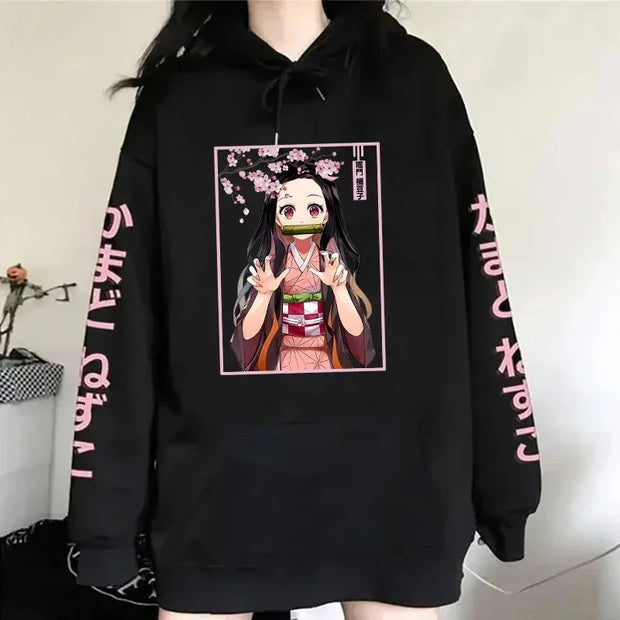 Autumn And Winter Popular Anime Kamado Nezuko Printed Hooded Hoodies For Women Coat Fashion Plus Size Clothing Brodster Market