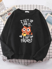 I Get Up Are Lazy Cute Cat Women Hoodies Harajuku Crewneck Hoodie Fashion Oversize Hoody Casual Comfortable Female Tracksuit Brodster Market