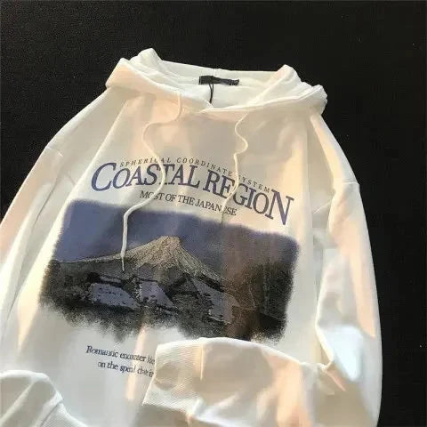 American High Street Men Women Hoodies Autumn Winter y2k Fashion Pullover Sweatshirt landscape Graphic Print Tops Clothes Brodster Market