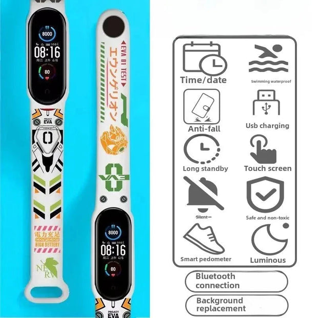 EVANGELION Smartwatch Anime Waterproof Bluetooth Sport Fitness Watch Wristwatches Pedometer Long Standby Multi-function Watches Brodster Market