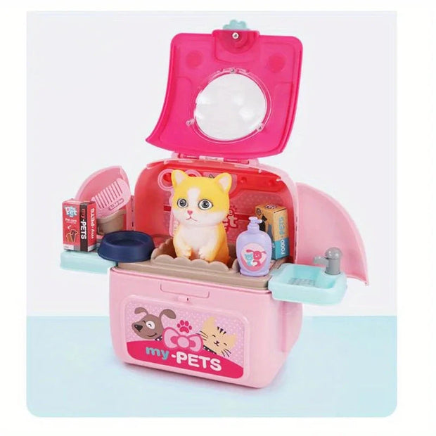 Pet Care Play Set Doctor Kit for Kids, Doctor Pretend Play Vet Dog Grooming Toys Puppy Dog Carrier Feeding Dog Backpack Brodster Market