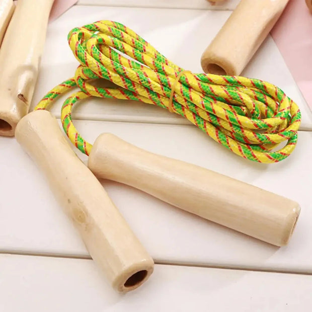 Kids Student Skipping Rope Wooden Handle Colorful Braiding Rope Men Women Skipping Rope Boys Girls Fitness Training Jump Ropes Brodster Market