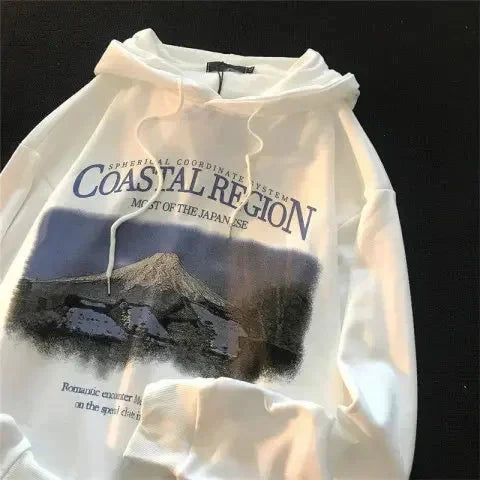 American High Street Men Women Hoodies Autumn Winter y2k Fashion Pullover Sweatshirt landscape Graphic Print Tops Clothes Brodster Market