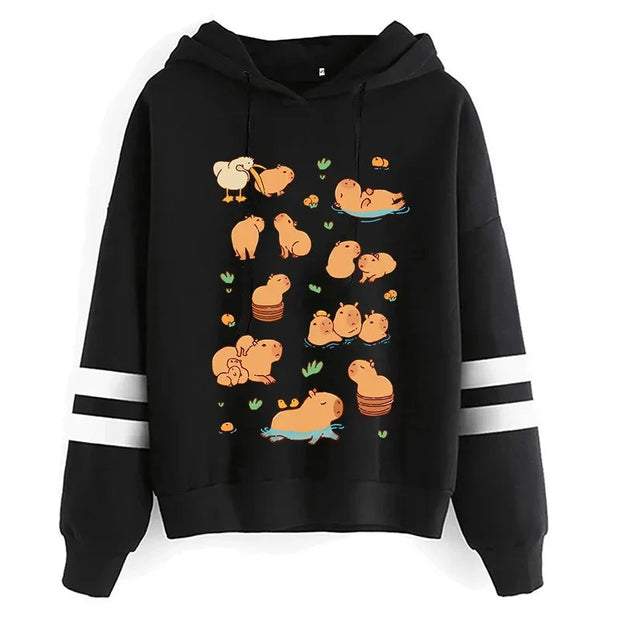 Kawaii Cartoon Capybara Hoodies Women/men Harajuku Fashion Graphic Streetwear Unisex Winter Warm Sweatshirts Hooded Female/male Brodster Market