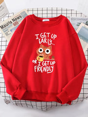 I Get Up Are Lazy Cute Cat Women Hoodies Harajuku Crewneck Hoodie Fashion Oversize Hoody Casual Comfortable Female Tracksuit Brodster Market