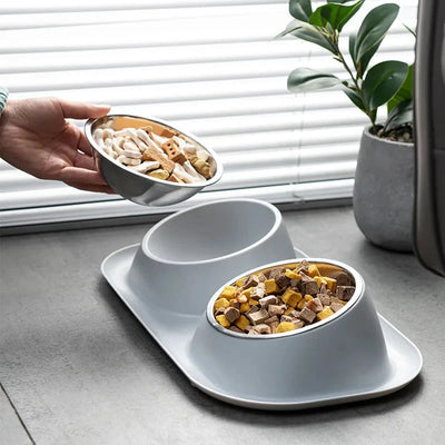 Stainless Steel Pet Bowl Anti-Spill Double Bowl for Dogs Cats Non-Slip Base Raised Design Durable Easy Clean Food Water Dish Brodster Market