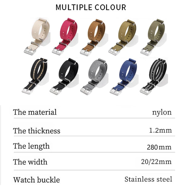 High Quality Nylon Watch Strap 18/20/22mm Brown Green Black Band for Military Casual Watchband Army Sport Bracelet Replace Belt Brodster Market