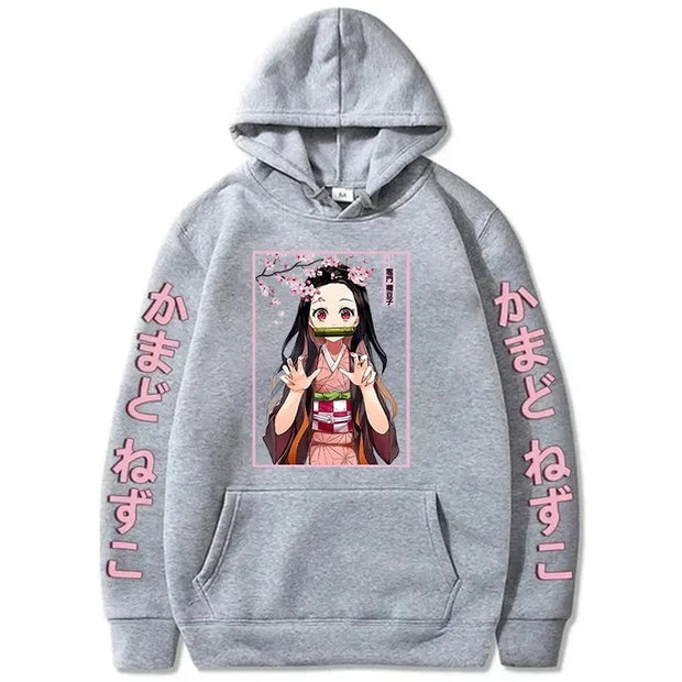 Autumn And Winter Popular Anime Kamado Nezuko Printed Hooded Hoodies For Women Coat Fashion Plus Size Clothing Brodster Market