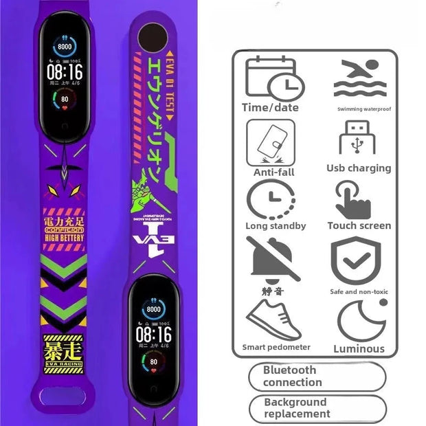 EVANGELION Smartwatch Anime Waterproof Bluetooth Sport Fitness Watch Wristwatches Pedometer Long Standby Multi-function Watches Brodster Market