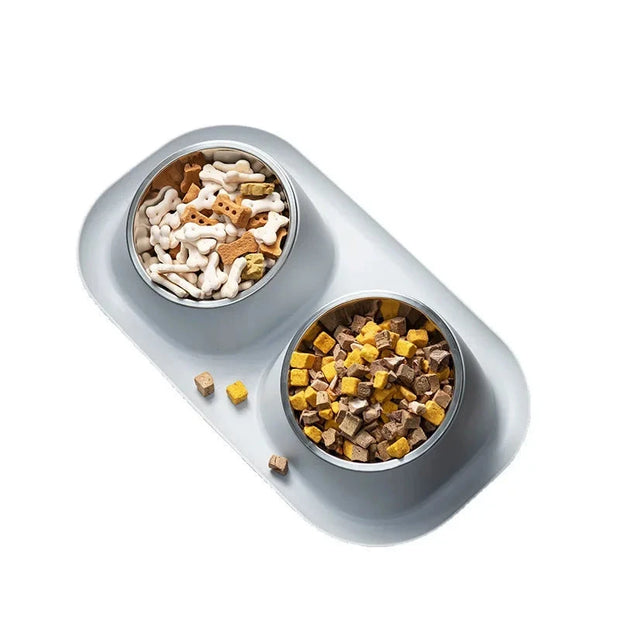 Stainless Steel Pet Bowl Anti-Spill Double Bowl for Dogs Cats Non-Slip Base Raised Design Durable Easy Clean Food Water Dish Brodster Market