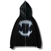 Y2K Rhinestone Cobweb Zip Up Oversized Sweatshirt 2022 Autumn Goth Hoodie Men Women Grunge Hooded Jacket Streetwear Y2K Clothing Brodster Market