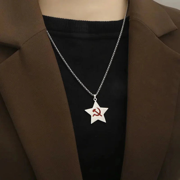 USSR Faith Five-Pointed Star Pendant Necklace Men Fashion Jewelry Chain Boy EDC Gadgets Lovers Gifts For Male Female Women Girls Brodster Market
