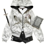 Euphoria Y2k Women Aesthetic Harajuku Faux Fur Collar Hoodies Clothes Graphic Hip Hop Punk Gothic Zip Up Hoodies Streetwear Brodster Market