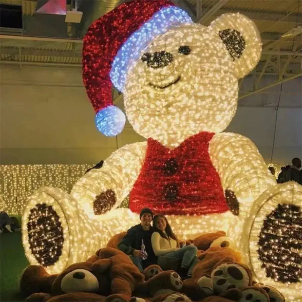 Christmas Holiday Commercial Street Decoration Popular 3D LED Christmas Teddy Bear Lights