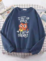 I Get Up Are Lazy Cute Cat Women Hoodies Harajuku Crewneck Hoodie Fashion Oversize Hoody Casual Comfortable Female Tracksuit Brodster Market