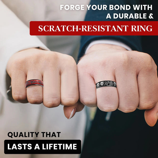 7MM  Skull Carbon Fiber Band Epoxy CUID Chip Ring or Fashion Dragon Pattern Metal Band T5577 Chip Ceramic Finger Ring Brodster Market