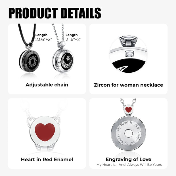 Totwoo Couple Touch Necklaces with Natural Agate for long distance relationship gifts Brodster Market