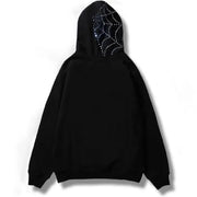 Y2K Rhinestone Cobweb Zip Up Oversized Sweatshirt 2022 Autumn Goth Hoodie Men Women Grunge Hooded Jacket Streetwear Y2K Clothing Brodster Market