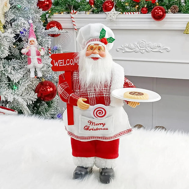 Christmas Sitting Standing Santa Claus Figurines Doll Cute 12inch Xmas Tree Party Ornament Table Office Fireplace Home Decor