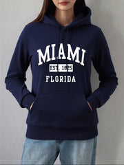 Miami Est 1825 Florida Printing Hoodie Women Winter Fleece Warm Pullovers Casual Loose Sweatshirts Basics Pocket Womans Clothes Brodster Market