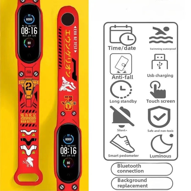 EVANGELION Smartwatch Anime Waterproof Bluetooth Sport Fitness Watch Wristwatches Pedometer Long Standby Multi-function Watches Brodster Market