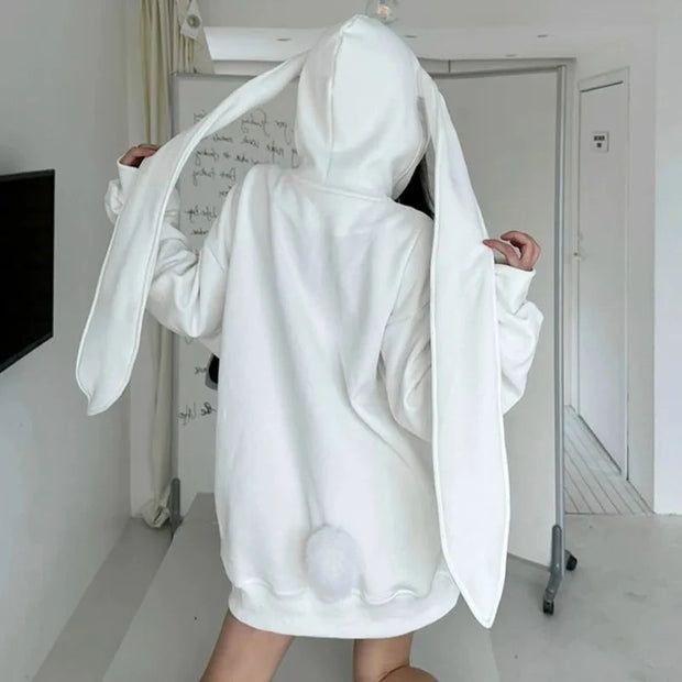 2025 Autumn Kawaii Bunny Big Extra Ears Hoodie Long Sleeve Hooded Sweatshirt Y2K Style Fashion Rabbit Oversized Zip-up Hoodies Brodster Market